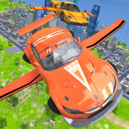 Flying Car Driving Simulator Free: Extreme Muscle Car - Airplane